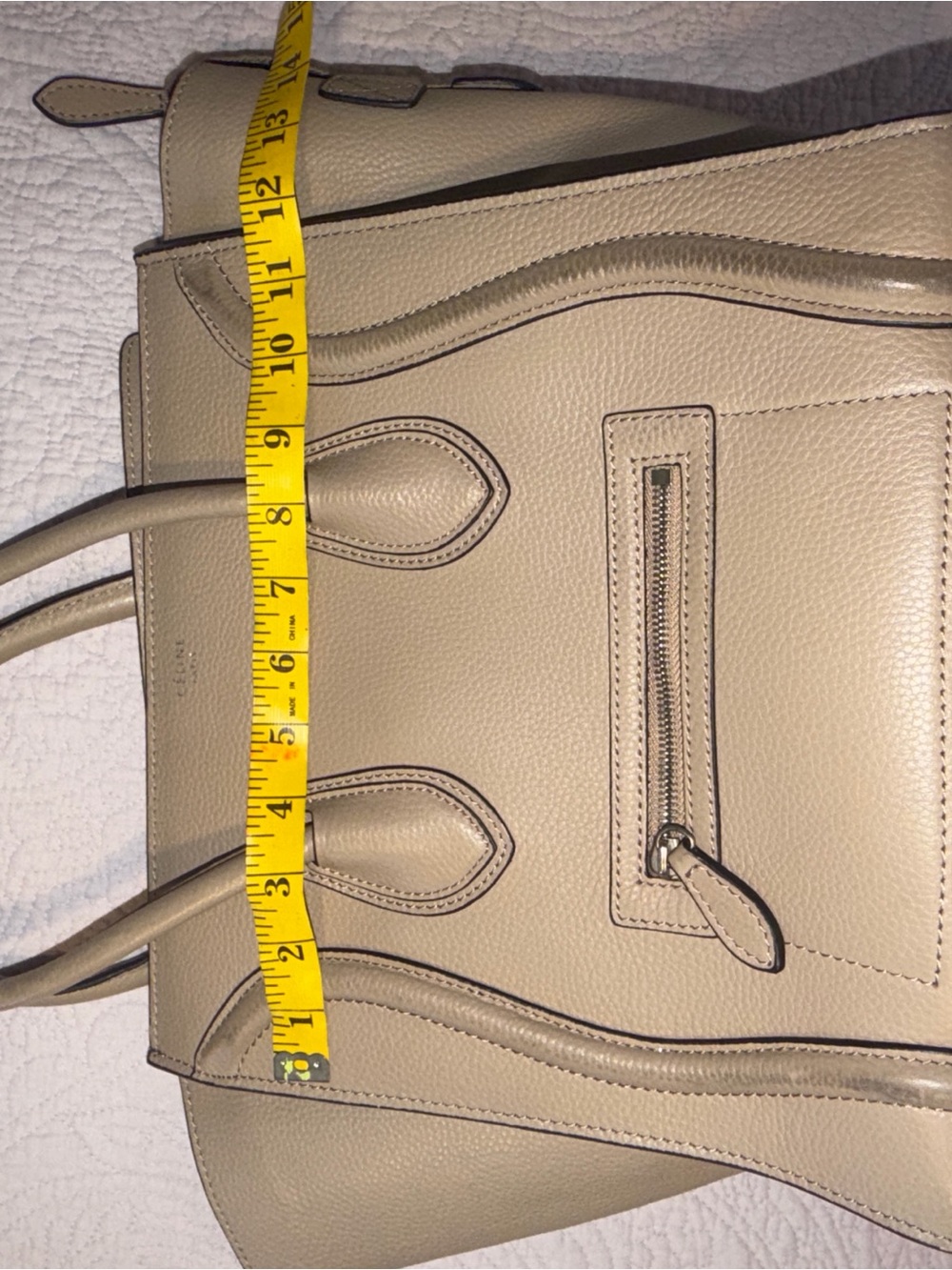 Beige Leather Tote Bag - Structured Women's Handbag
